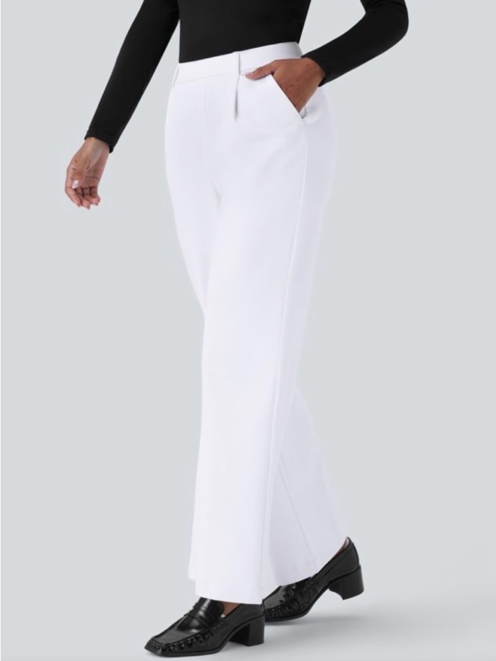 HALARA White Wide-Leg Women's Pants - Picture 3 of 6